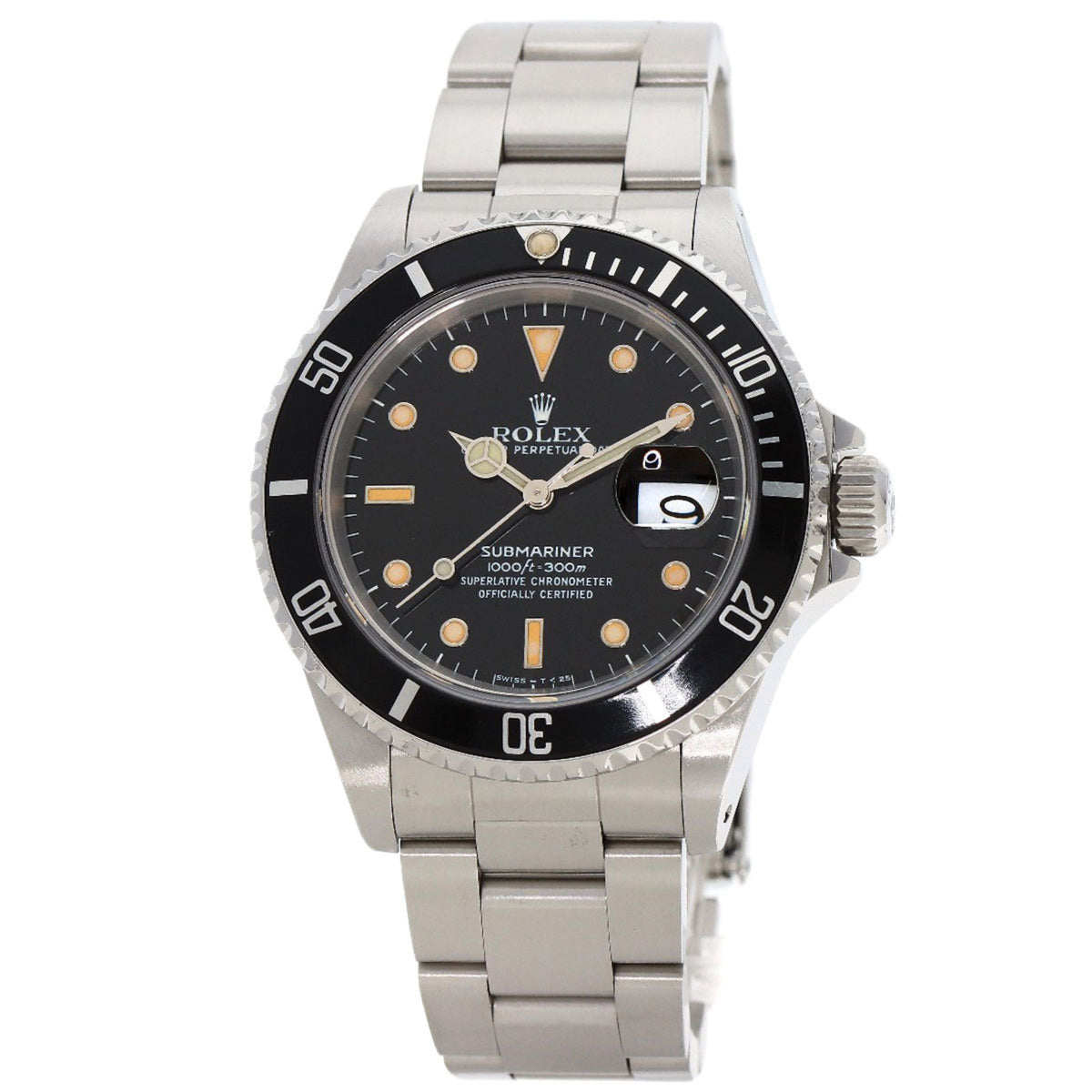 Montre Rolex Submariner Date Tritium d'occasion en acier inoxydable pour homme, modèle 16610 