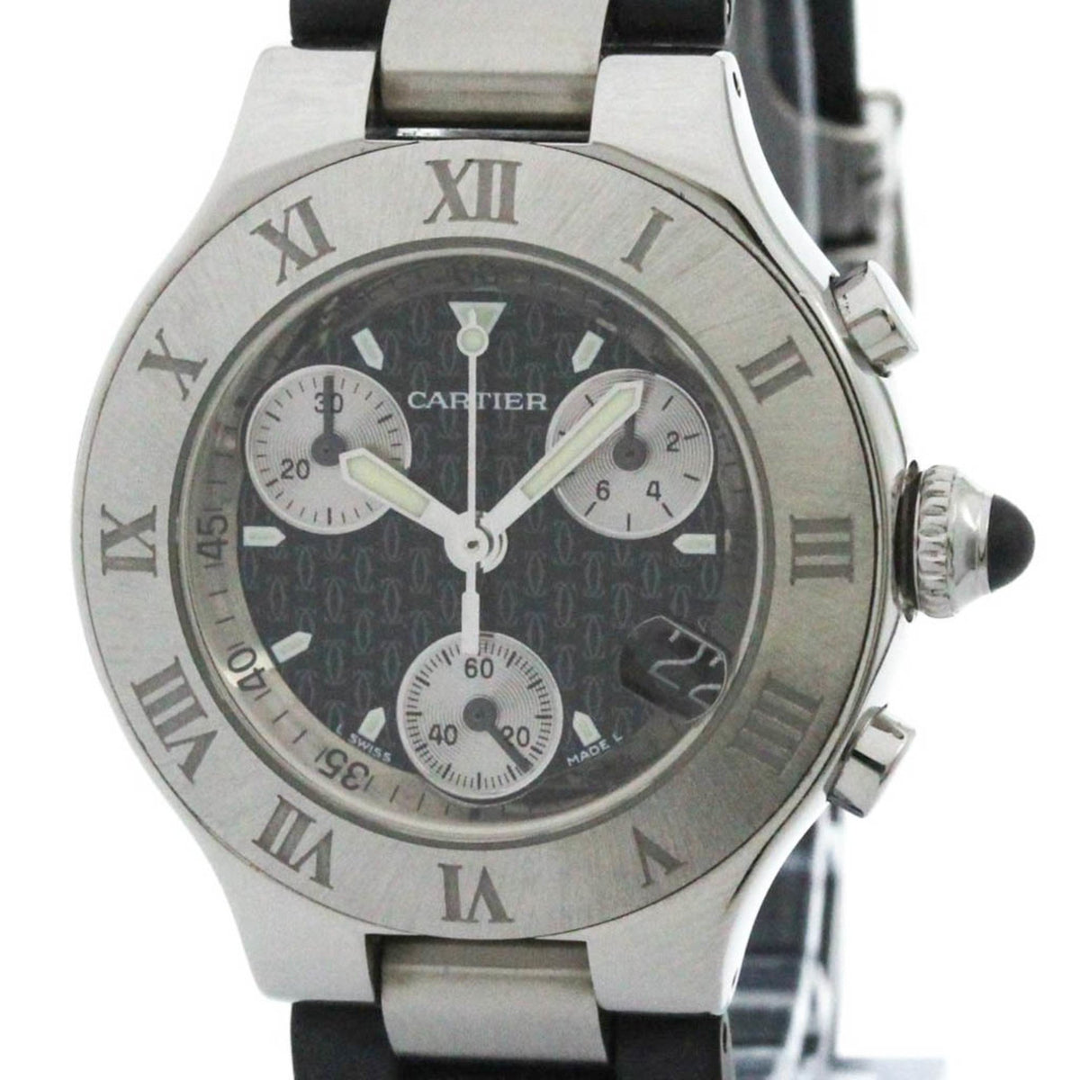 Pre-Owned Polished CARTIER Must 21 Chronoscaph Steel Quartz Ladies Watch W10198U2 BF582827
