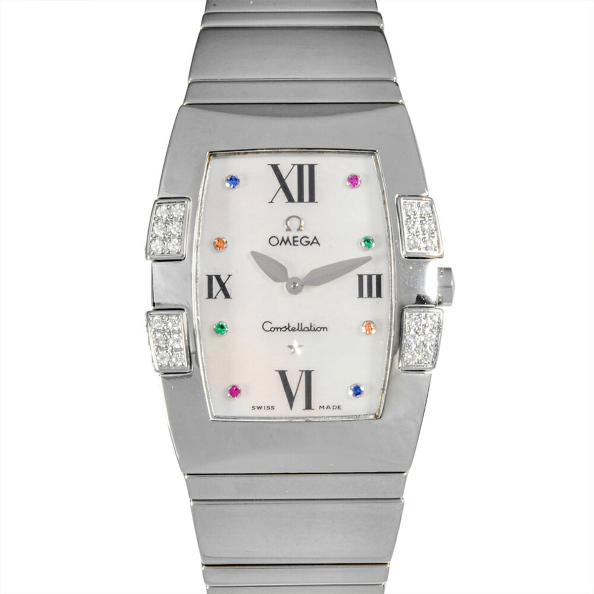Pre-Owned OMEGA 1586.79 Constellation Quadrella Quartz Watch White Shell Dial Ladies