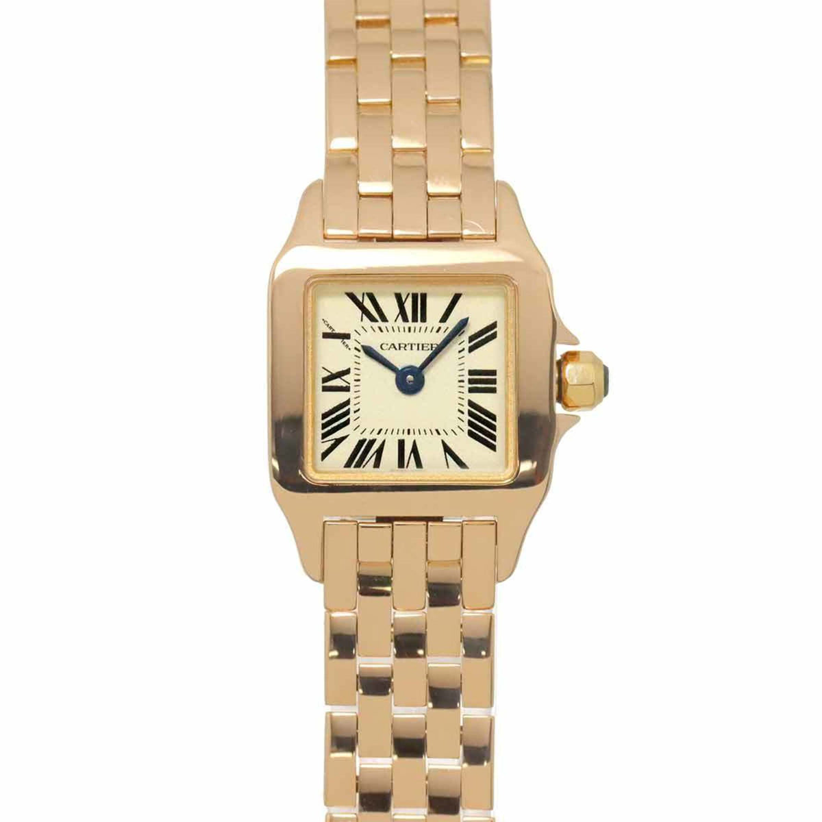 Pre-Owned Cartier Mini Santos Demoiselle W25077X9 Women's Watch, Ivory, 18K Pink Gold, Solid Quartz Watch.