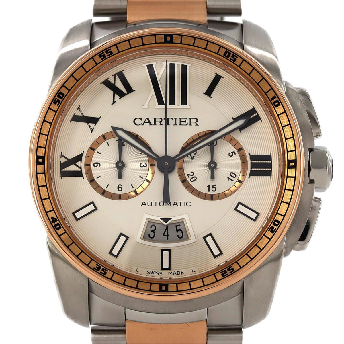 Pre-Owned Cartier Calibre de Chronograph PG Two-tone Watch W7100042 SSxPG Automatic