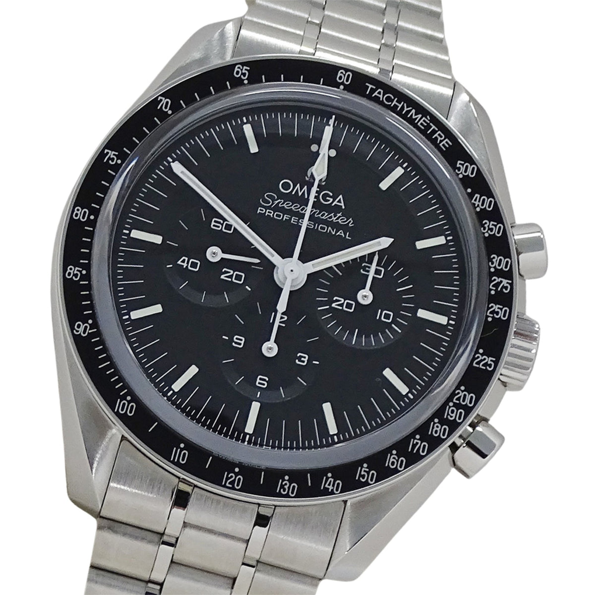 Pre-Owned OMEGA Speedmaster 310.30.42.50.01.002 Men's Moonwatch Professional Co-Axial Master Chronometer Chronograph Manual Winding Stainless Steel with Silver and Black Case Back, Polished