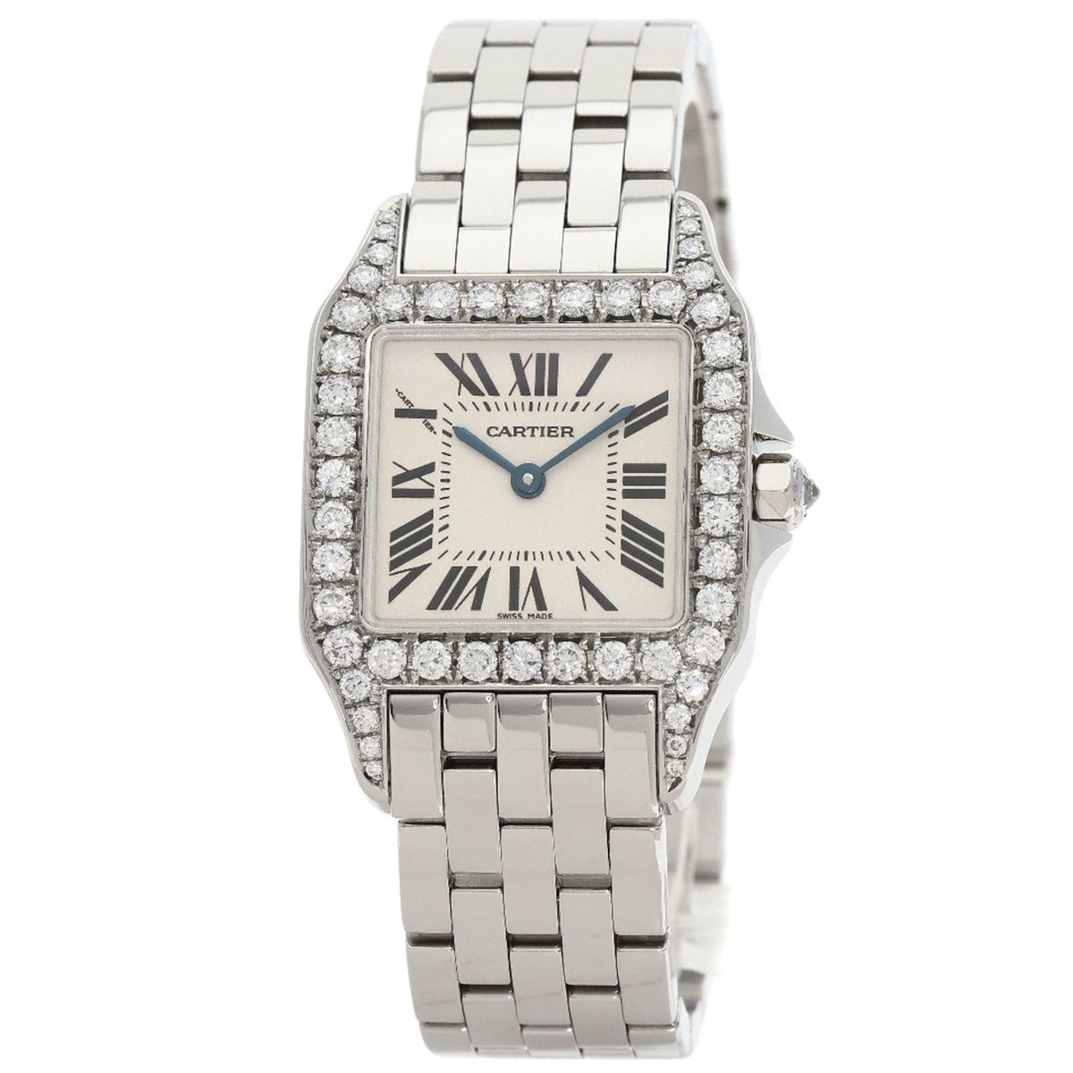 Pre-Owned Cartier W25065Z5 Santos de Moiselle LM Bezel Diamond Watch Stainless Steel SS Men's CARTIER