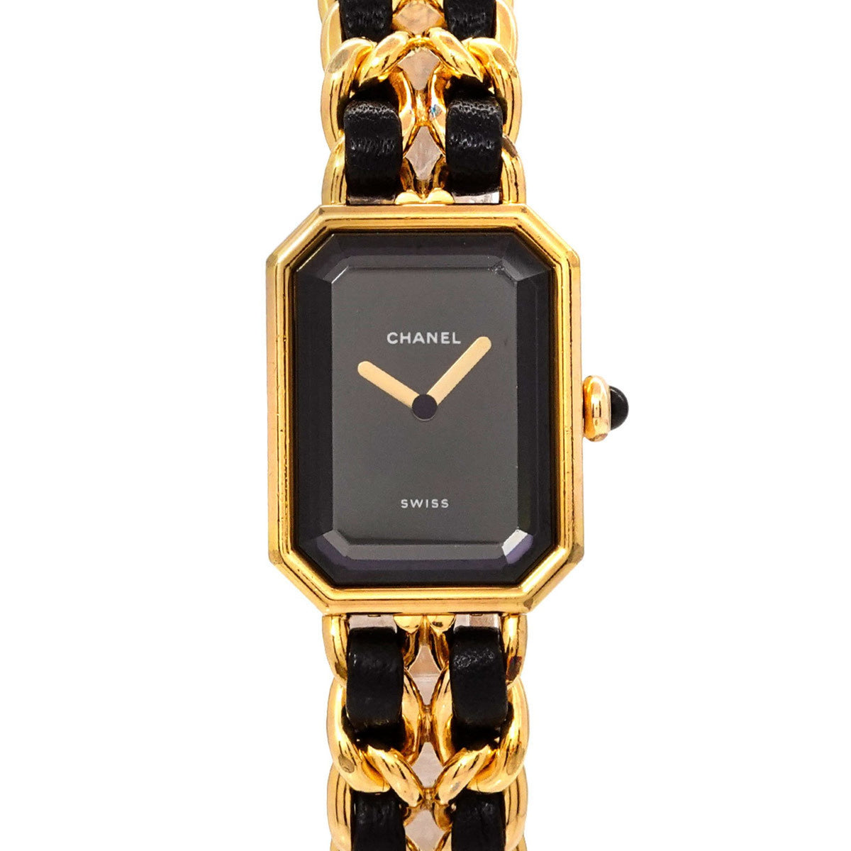 Montre femme CHANEL Premiere taille L H0001 d'occasion à quartz noir et or 