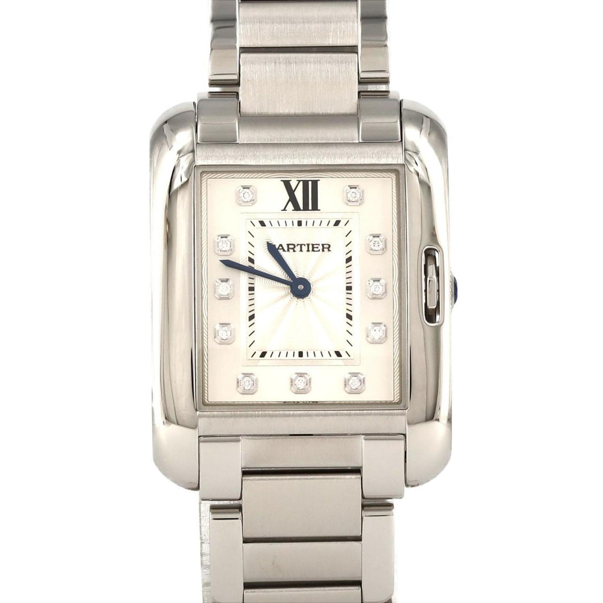 Gebrauchte Cartier Tank Anglaise MM 11P W4TA0004 SS Armbanduhr Quarz 
