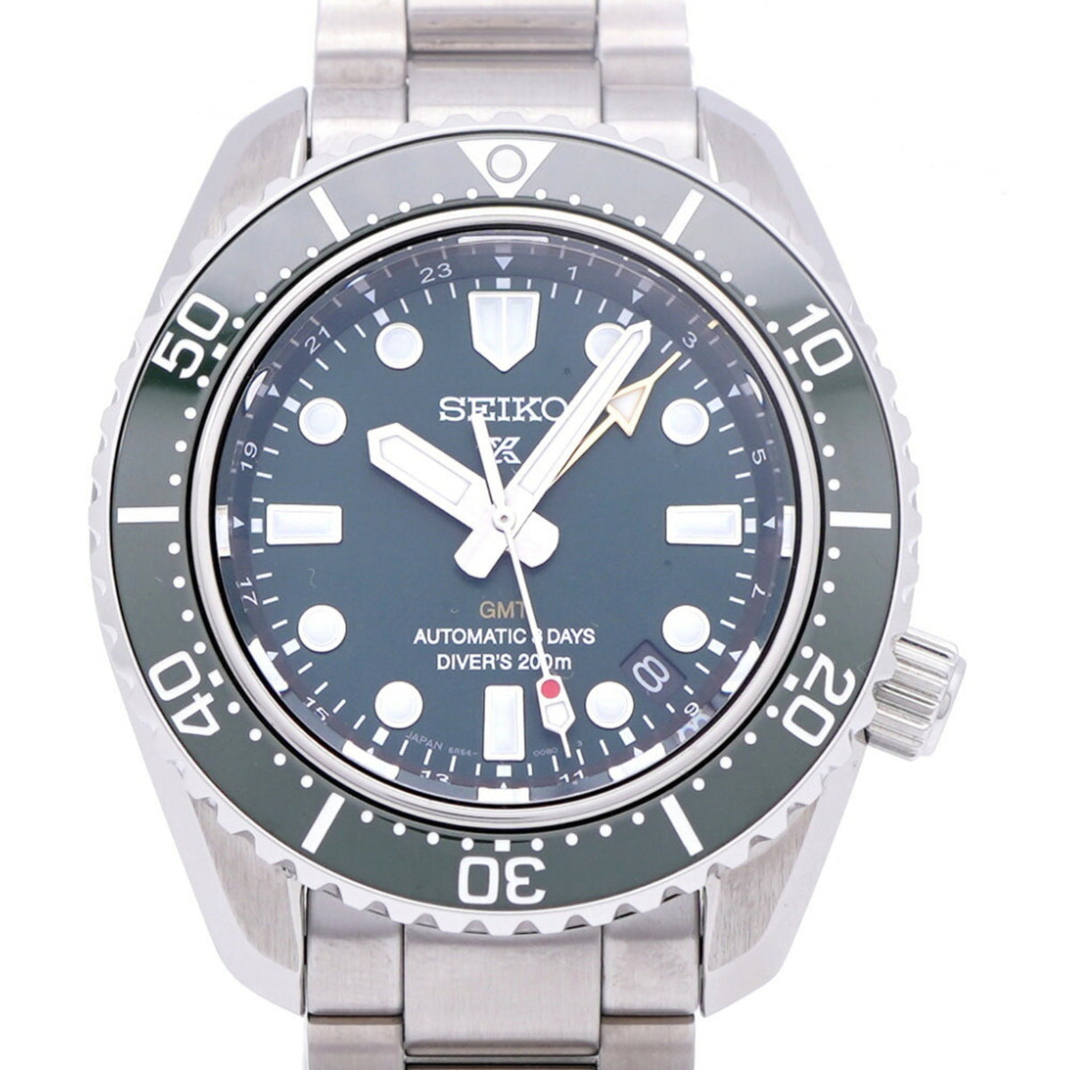 Gebrauchte Seiko Prospex Mechanical Divers GMT SBEJ009 / 6R54-00D0 Automatikuhr SS Grünes Zifferblatt 1599SEIKO Herren 
