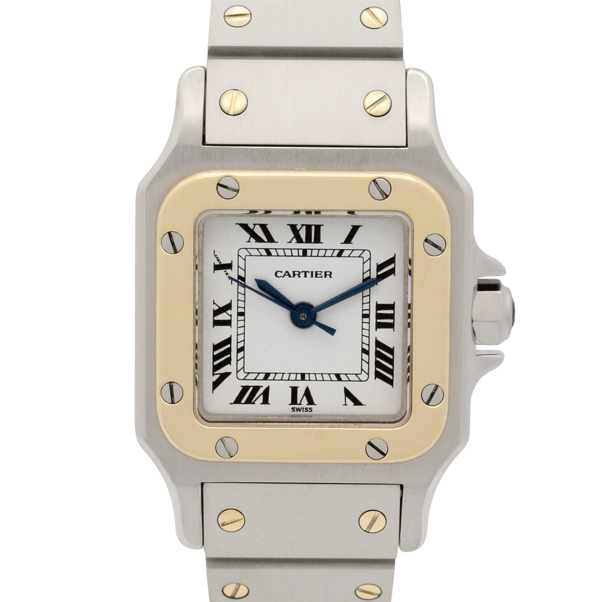Pre-Owned Cartier Santos Galbee SM Watch, Stainless Steel, Ladies, White (0902)