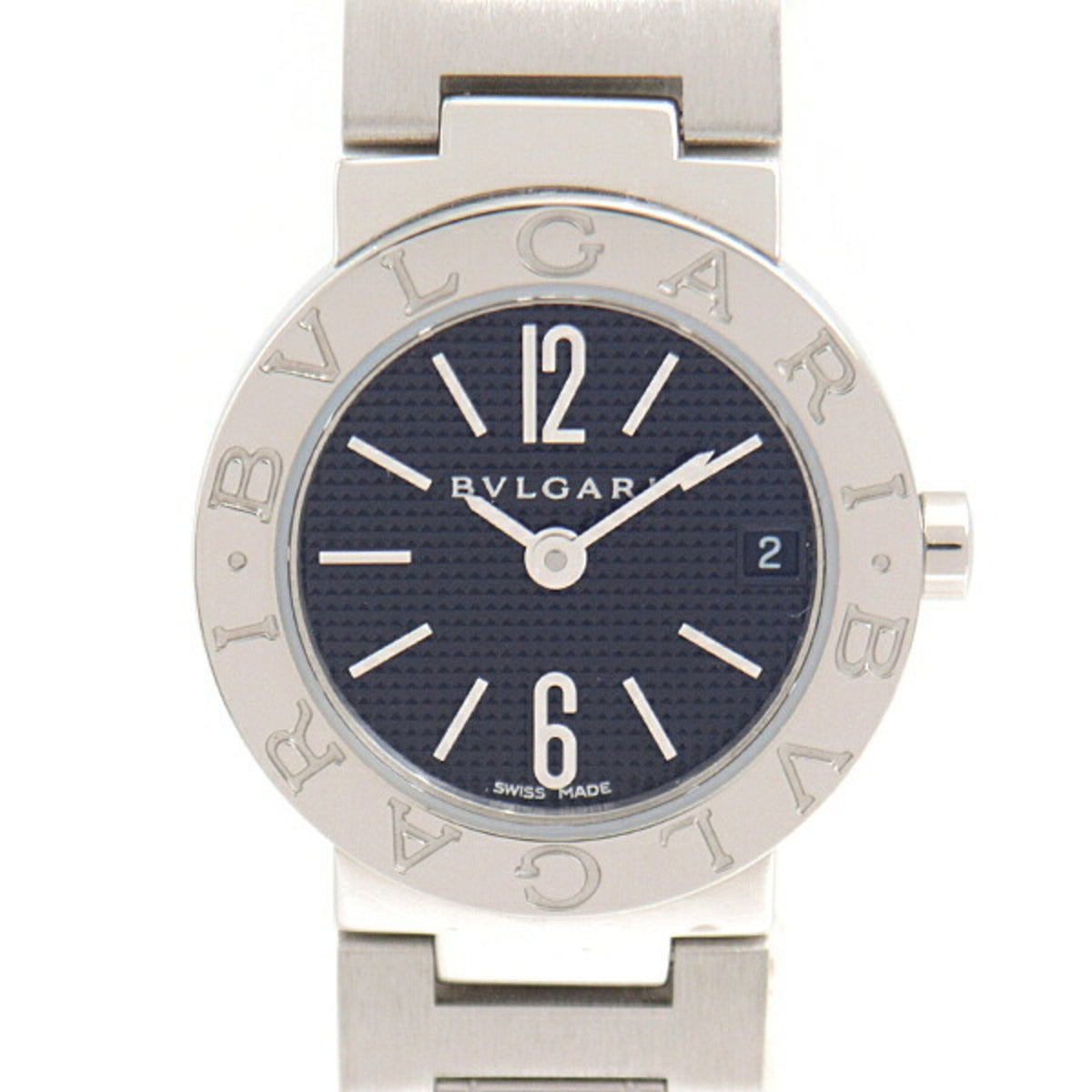 Montre BVLGARI d'occasion pour femme, à pile, cadran noir, acier inoxydable, BB23SS 