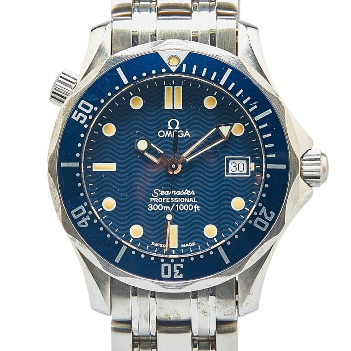 Pre-Owned OMEGA Seamaster Watch 2561.80 Quartz Navy Dial Stainless Steel Ladies