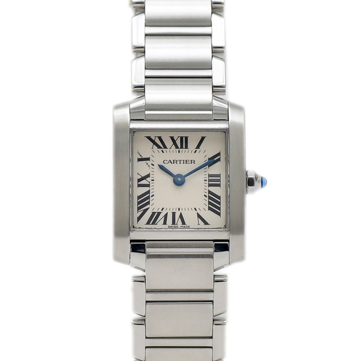 Pre-Owned Cartier Tank Fran?aise SM Women's White Dial Stainless Steel Quartz Watch W51008Q3