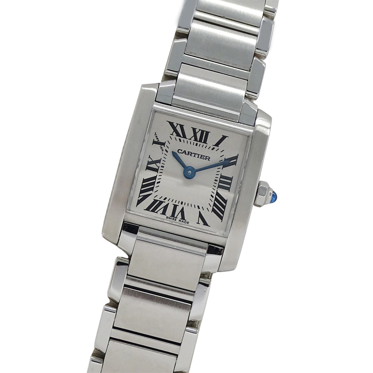 Pre-Owned Cartier Tank Fran?aise Women's Watch, Small Quartz, Stainless Steel, W51008Q3, Silver/Ivory, Polished