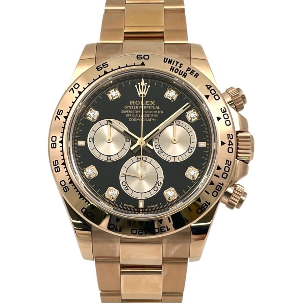 Pre-Owned ROLEX Cosmograph Daytona 126505G Men's Watch in 18K Pink Gold, Random Number, 2024 Warranty, Diamonds, Bright Black, Sandust