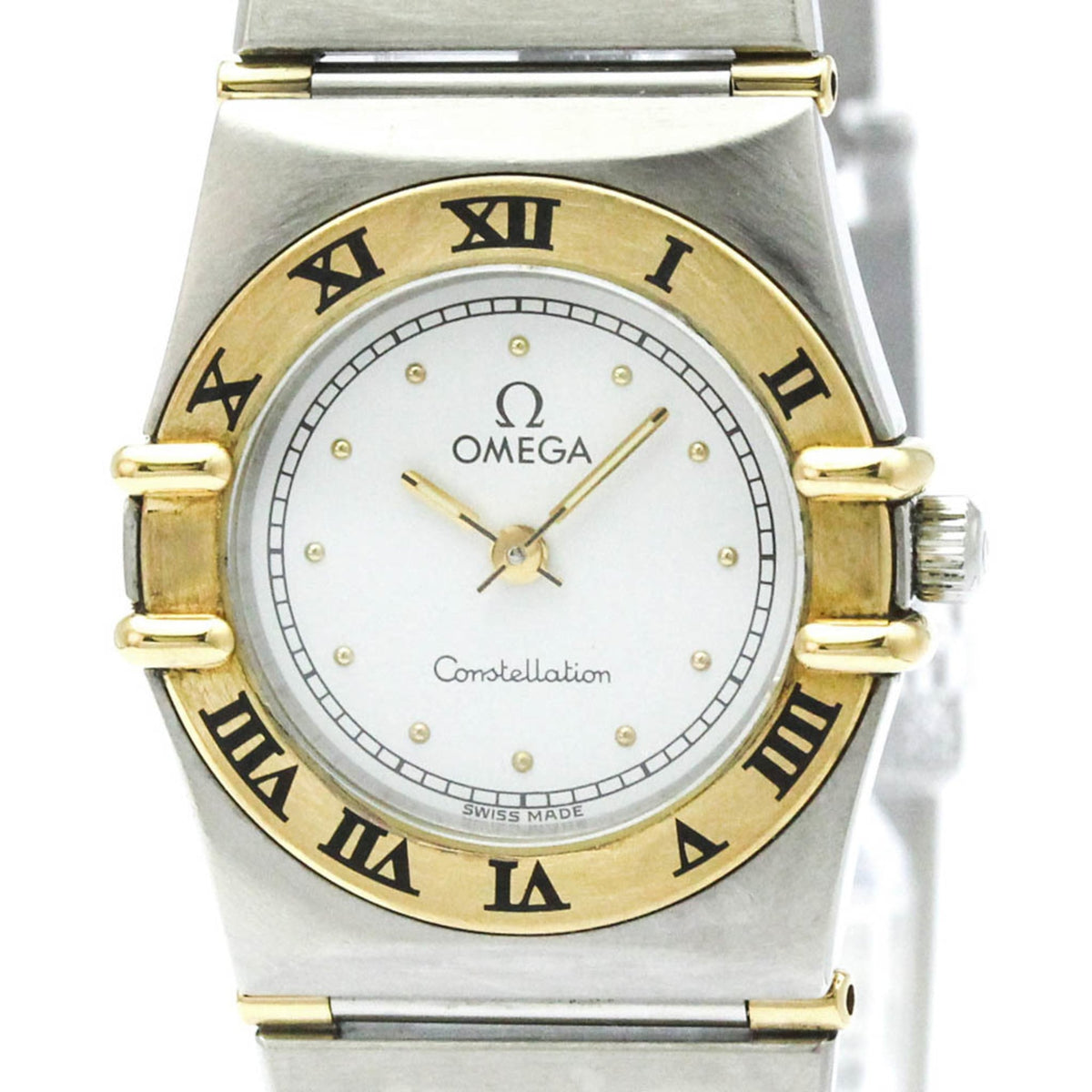 Pre-Owned OMEGA Constellation 18K Gold Steel Ladies Watch 795.1080 Polished
