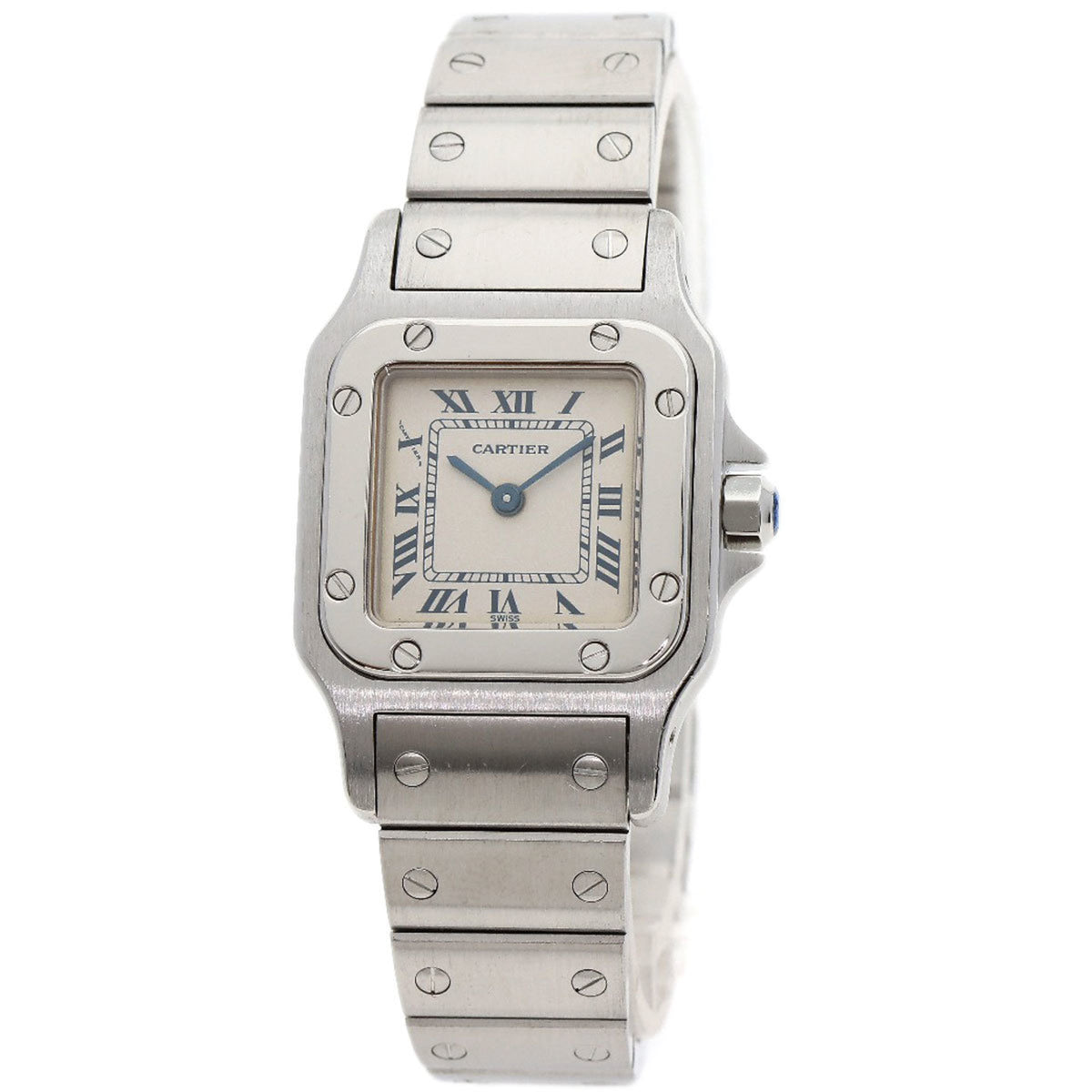 Gebrauchte Cartier W20017D6 Santos Galbe SM Uhr Edelstahl SS Damen CARTIER