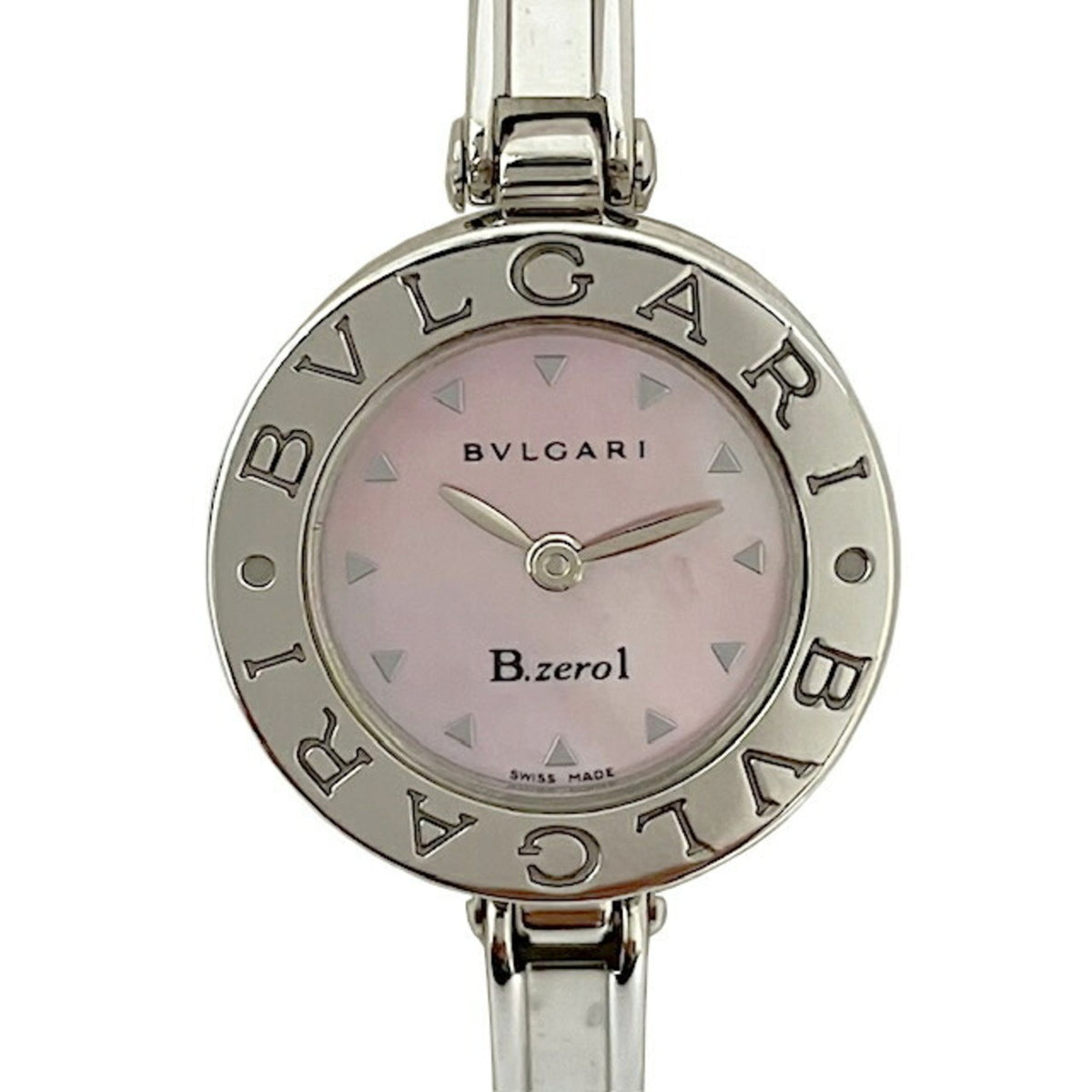 Pre-Owned BVLGARI B-zero1 BZ22S Shell Dial Pink Stainless Steel Bangle Watch Wristwatch Women's