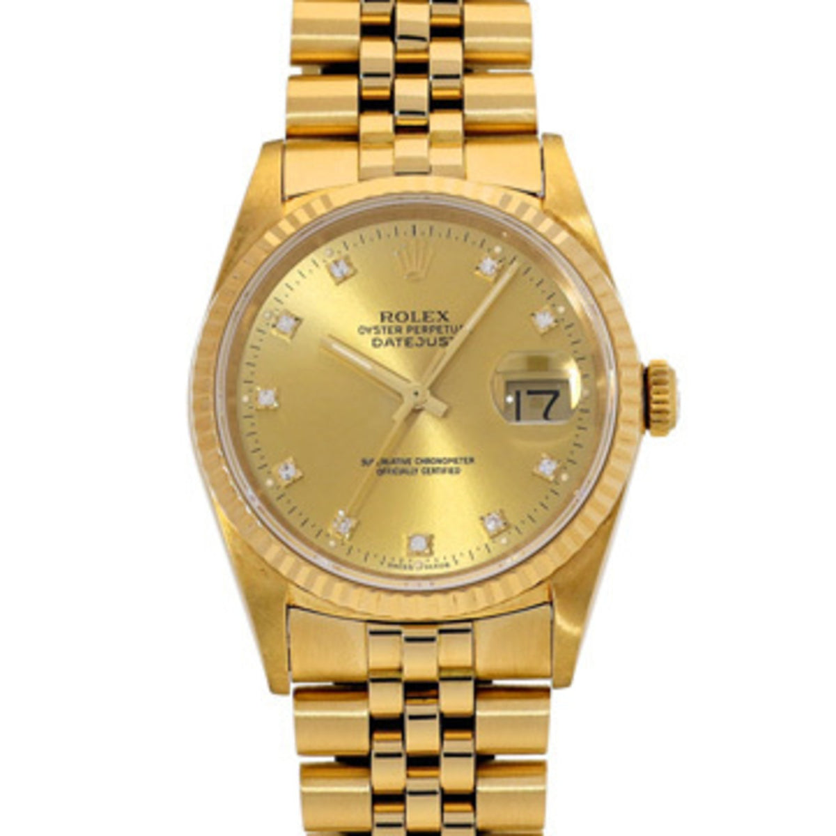 Pre-Owned Rolex Datejust 16238G L series (manufactured around 1989) Champagne/Diamond Men's Watch Automatic