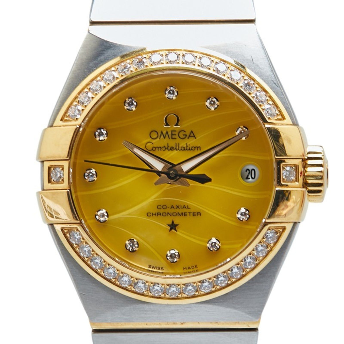 Pre-Owned Omega Constellation Plume Watch 12325272057002 Automatic Gold Dial 18K Yellow Stainless Steel Women's OMEGA
