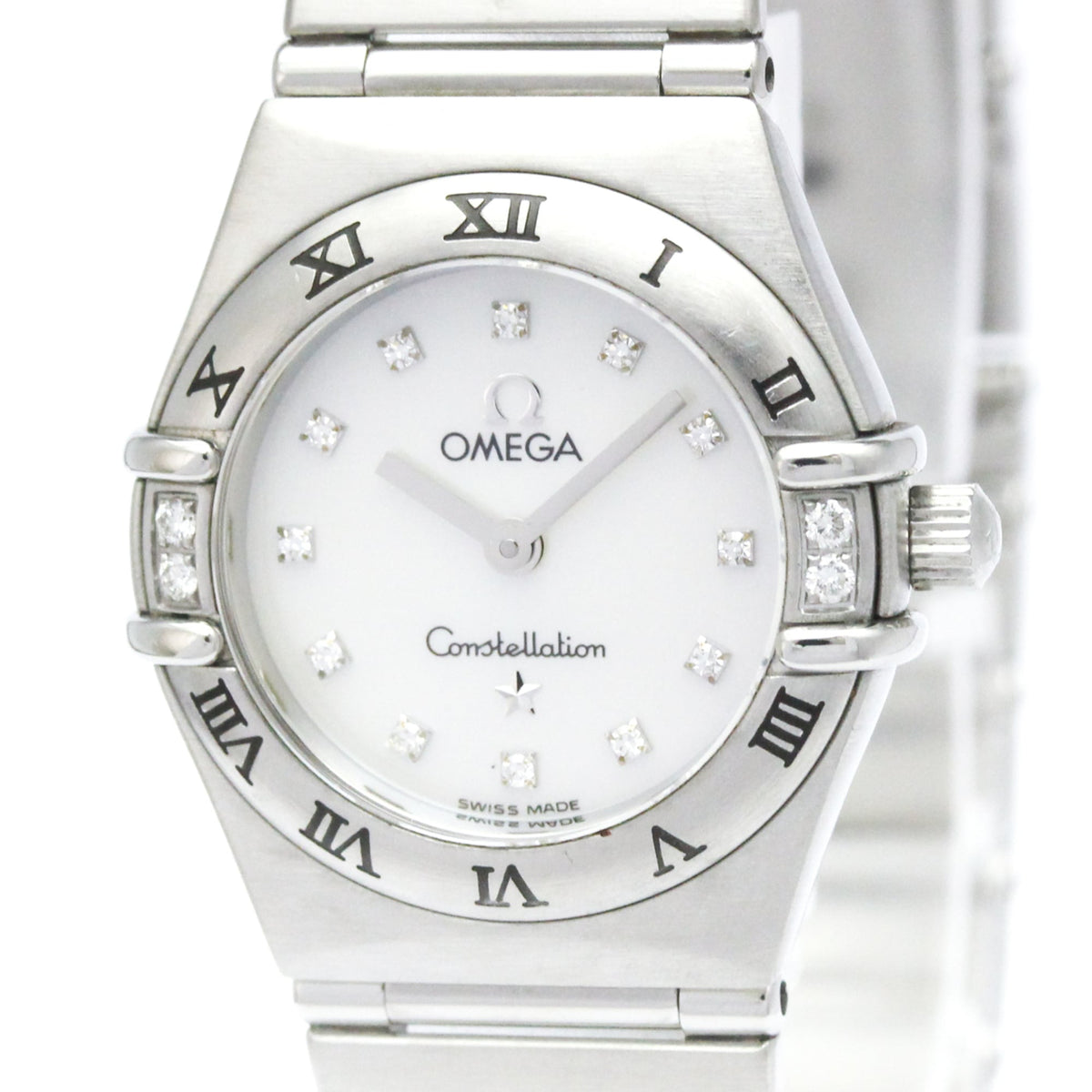Pre-Owned OMEGA Constellation Diamond MOP Dial Steel Quartz Ladies Watch 1566.76 Polished