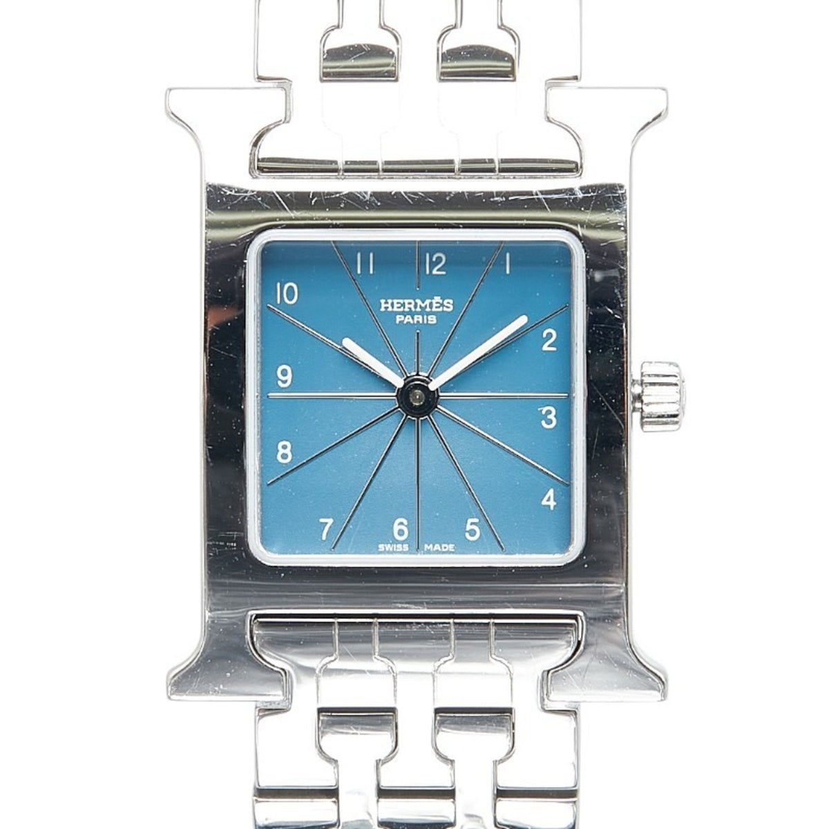 Pre-Owned Hermes H Watch HH1.210 Quartz Blue Dial Stainless Steel Ladies HERMES