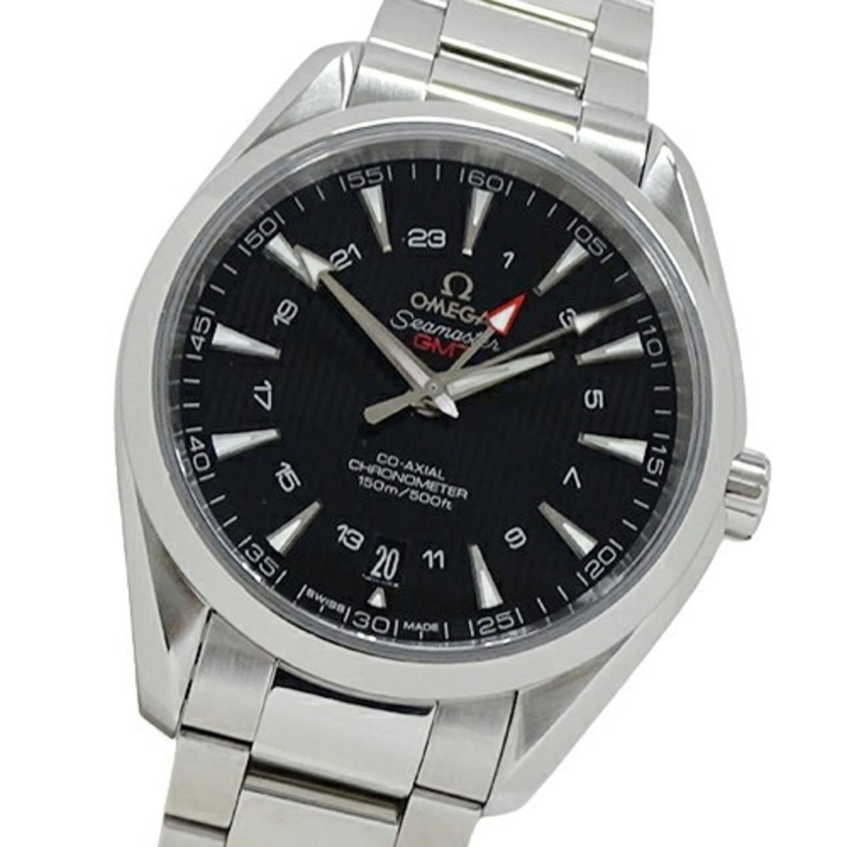Pre-Owned OMEGA Seamaster Aqua Terra 231.10.43.22.01.001 Men's Watch GMT Coaxial Date Automatic AT Stainless Steel SS Silver Black Polished