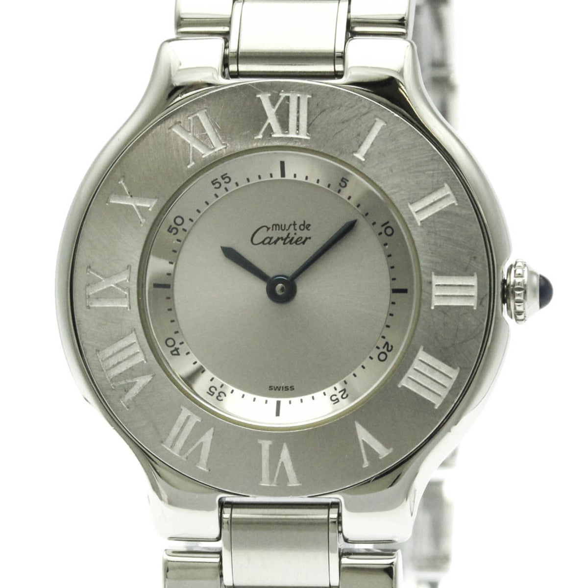 Pre-Owned CARTIER Must 21 Stainless Steel Quartz Mens Watch W10110T2 Polished