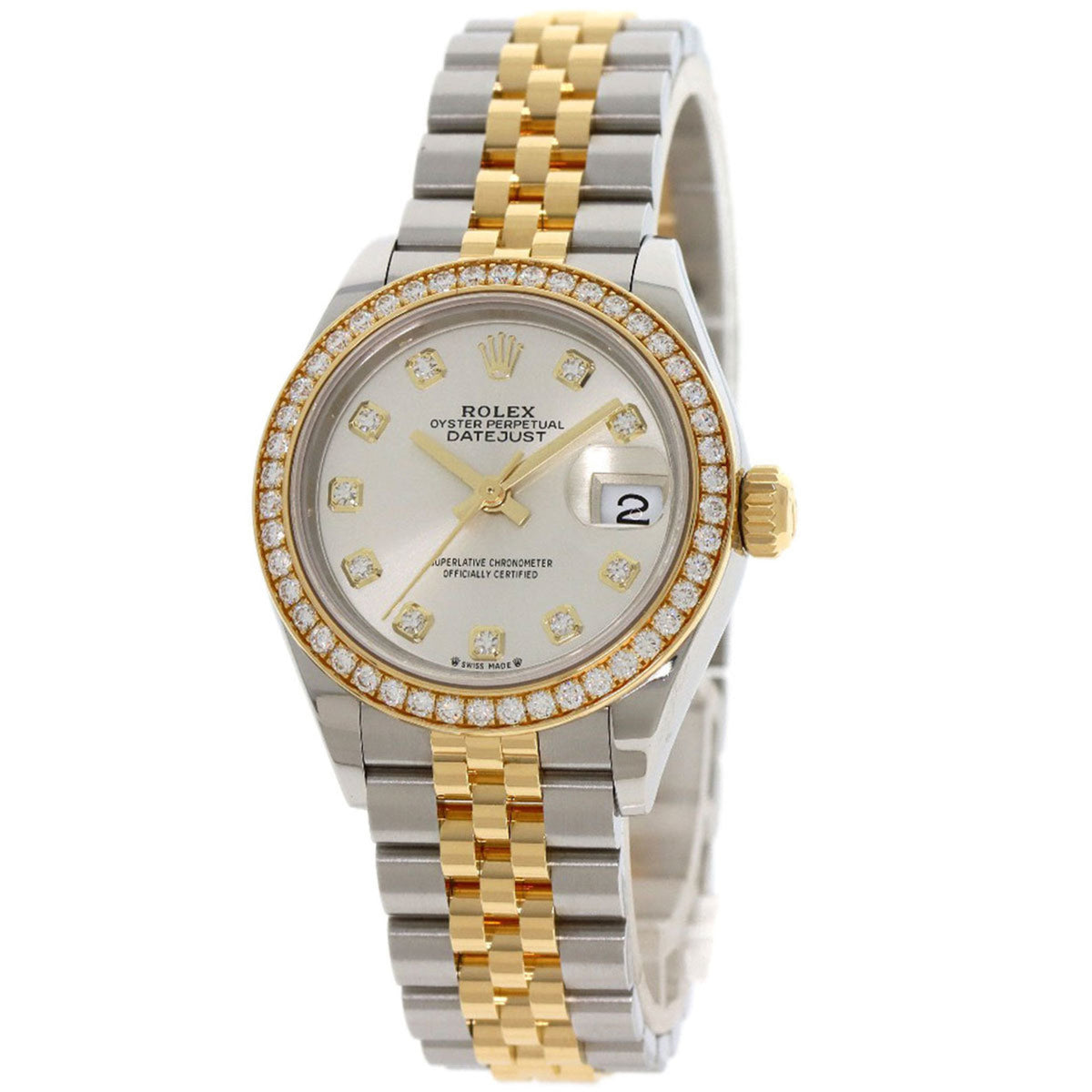 Pre-Owned Rolex 279383RBR Datejust 28 10P Diamond Watch Stainless Steel SSxK18YG Ladies ROLEX