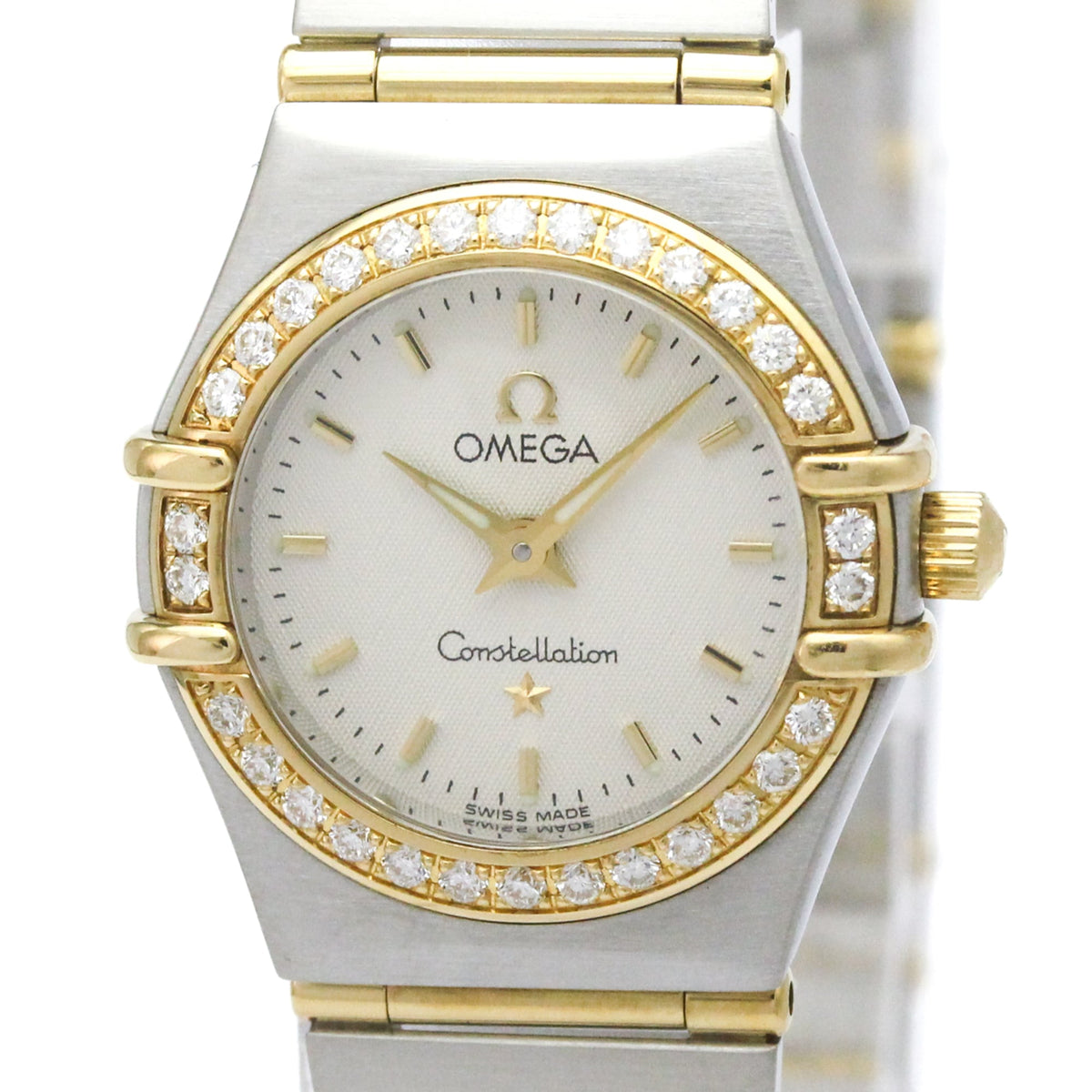 Pre-Owned OMEGA Constellation Diamond 18K Gold Steel Watch 1267.30 Polished