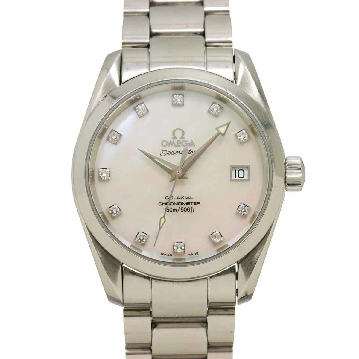 Pre-Owned OMEGA Seamaster Aqua Terra Co-Axial Chronometer 2504 75 11P Diamond Men's Watch White Shell Automatic