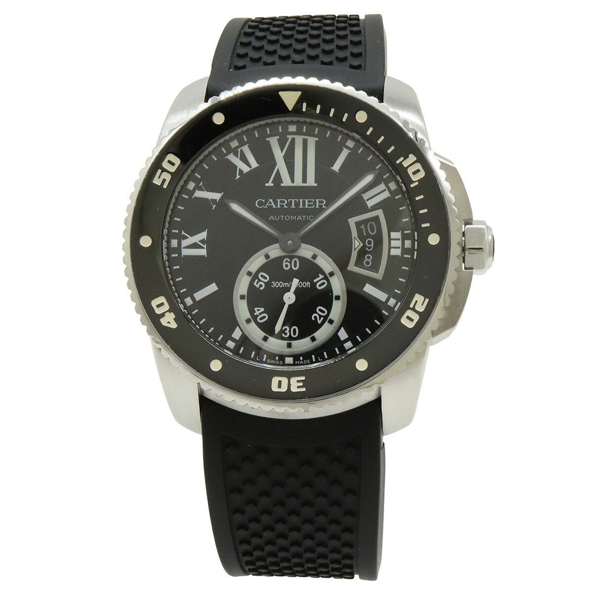 Pre-Owned Cartier Calibre de Diver Stainless Steel Rubber Men's Automatic Watch W7100056