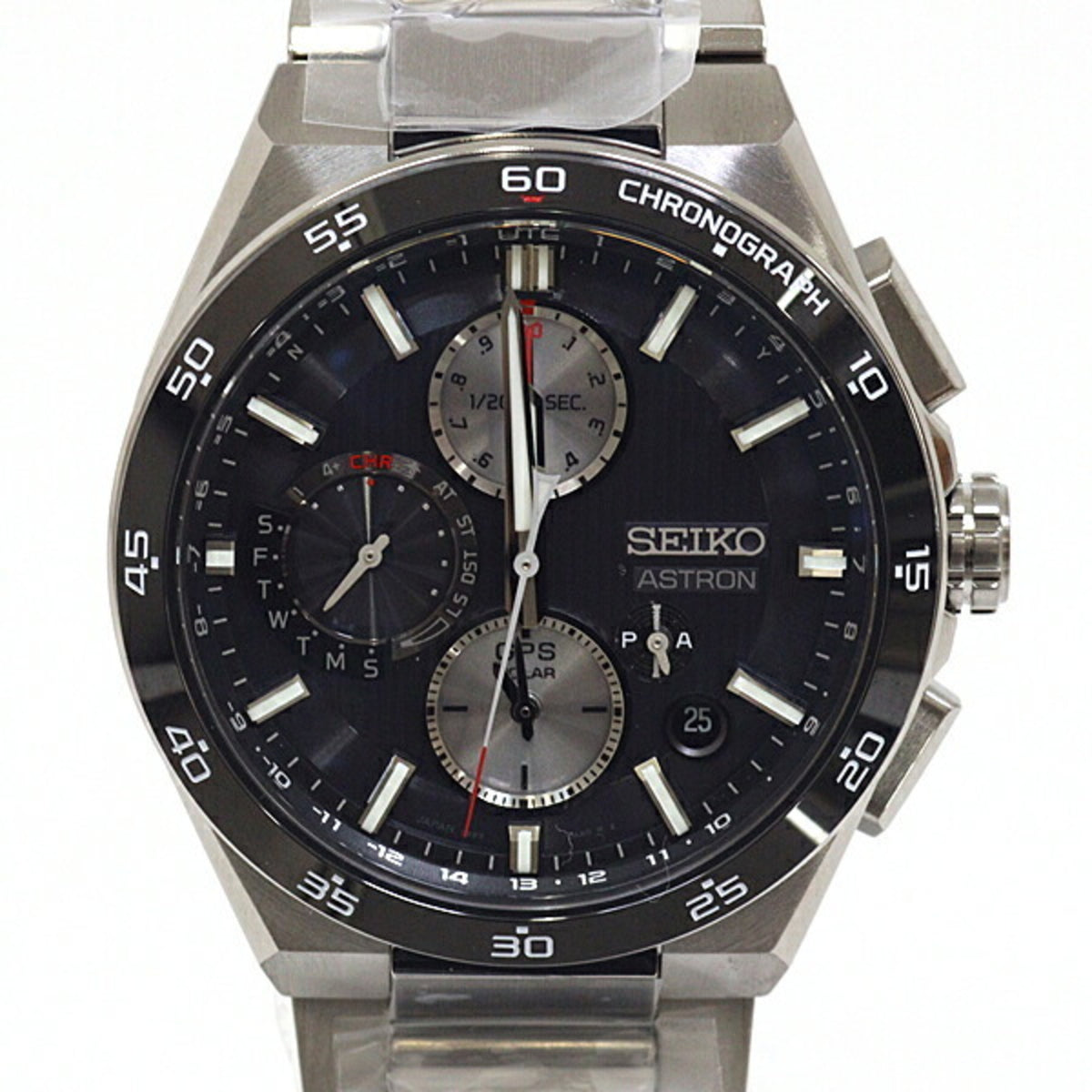 Montre homme SEIKO Astron Nexter SBXC151 d'occasion, cadran noir en titane, radio solaire, jamais utilisée 