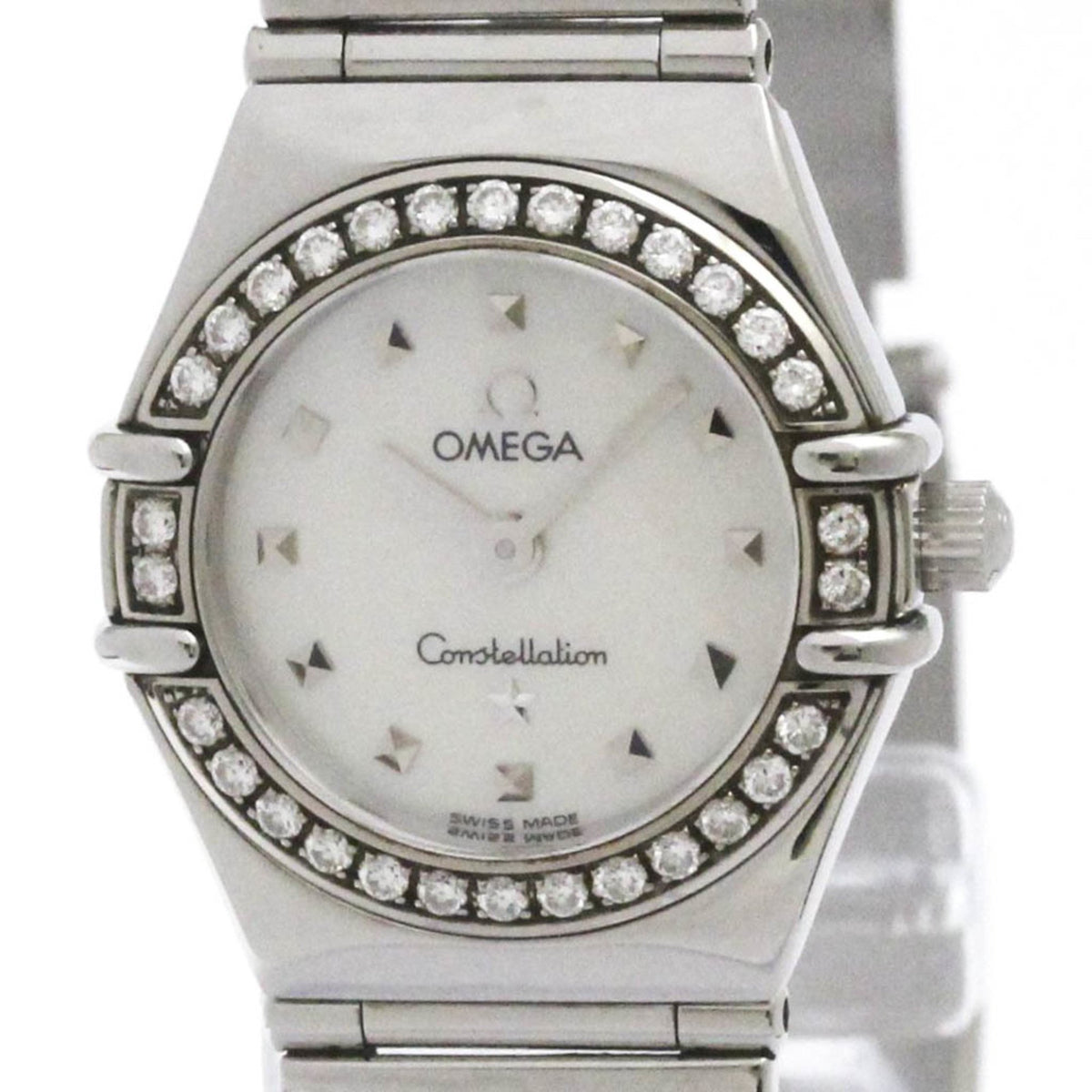 Montre Omega Constellation My Choice d'occasion avec cadran en nacre et diamants, modèle 1465.71, polie 