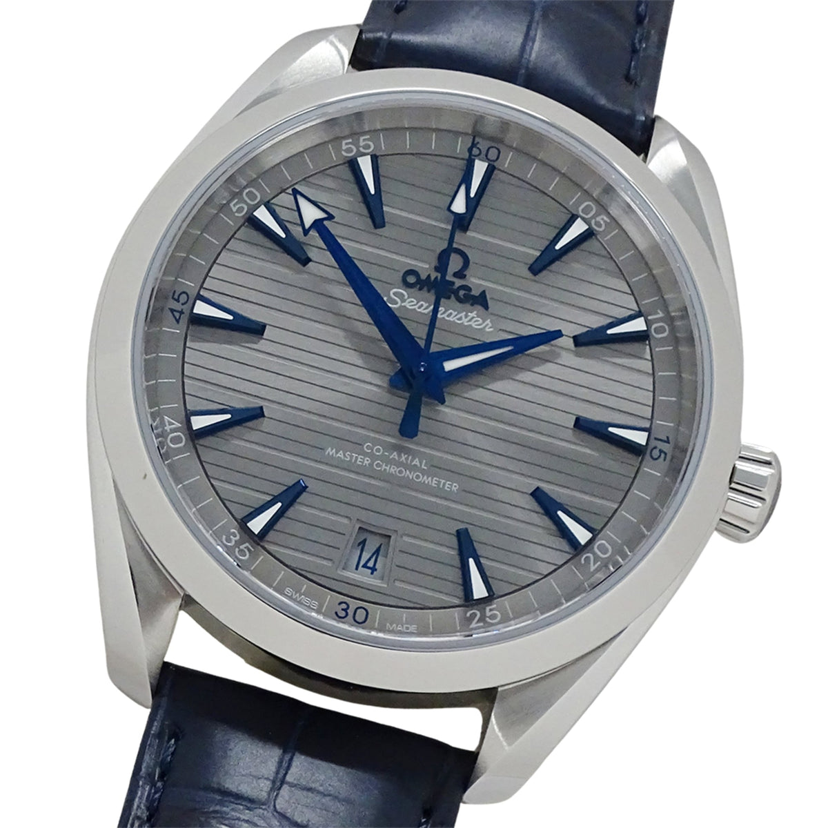 Pre-Owned Omega Seamaster Aqua Terra 220.13.41.21.06.001 Men's Watch, Brand Name, Date, Automatic Movement, Stainless Steel (SS), Leather Strap, Open Caseback