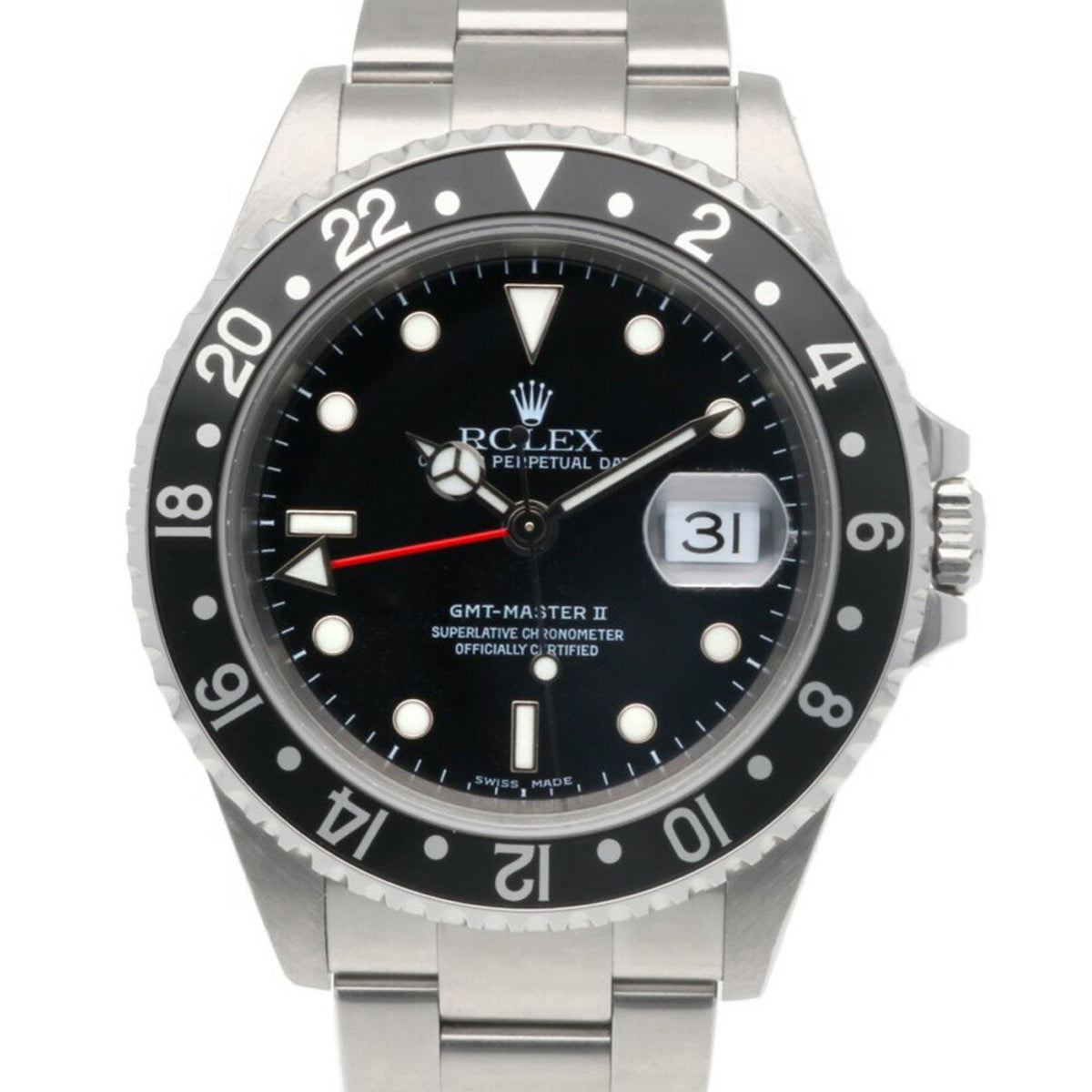 Pre-Owned Rolex GMT Master II Oyster Perpetual Watch Stainless Steel 16710 Automatic Men's ROLEX Y-Serial 2002 Model Overhauled