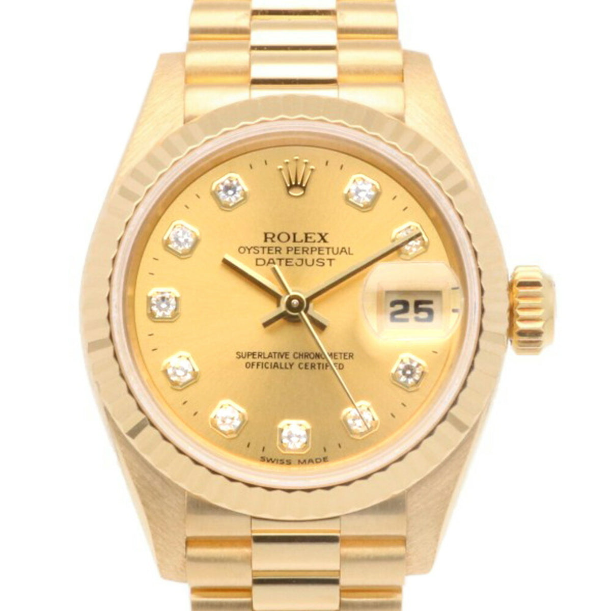Pre-Owned Rolex Datejust Oyster Perpetual Watch 18K 69178G Automatic Ladies ROLEX U-Serial 1997 Model 10P Diamond Overhauled