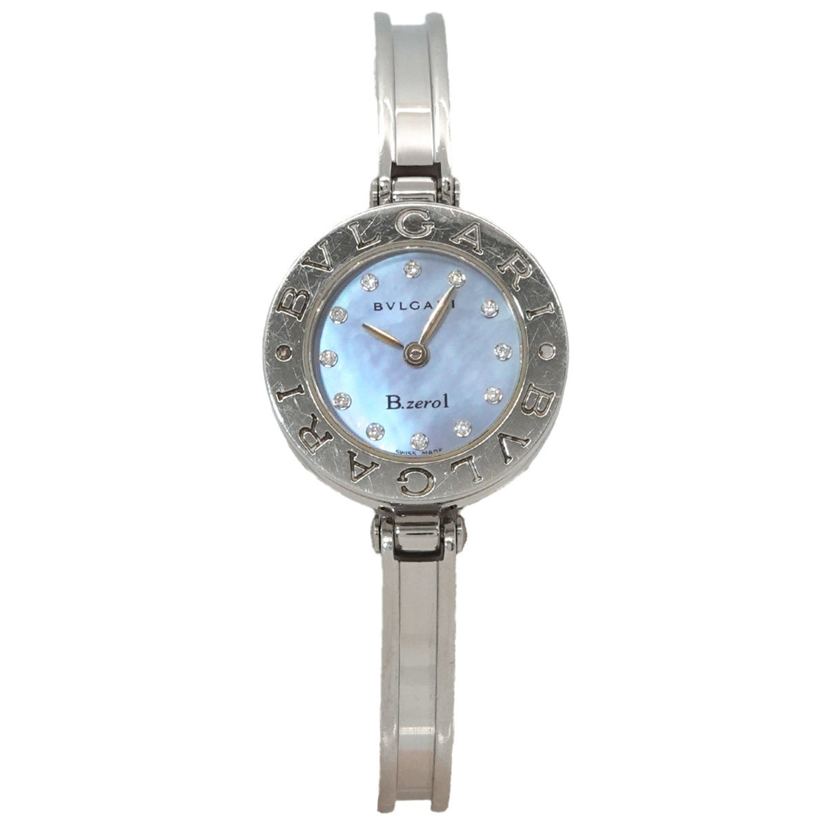Pre-Owned Bulgari BVLGARI B-Zero1 BZ22S Bangle Watch Women's Wristwatch 12P Diamond Blue Shell Quartz