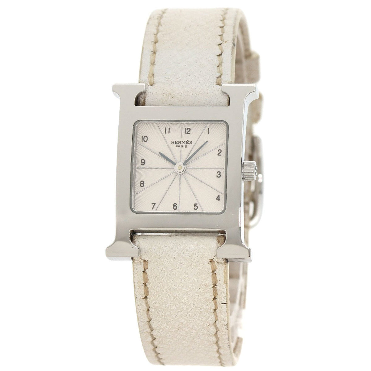 Montre Hermes HH1.210 H d'occasion en acier inoxydable et cuir pour femme 