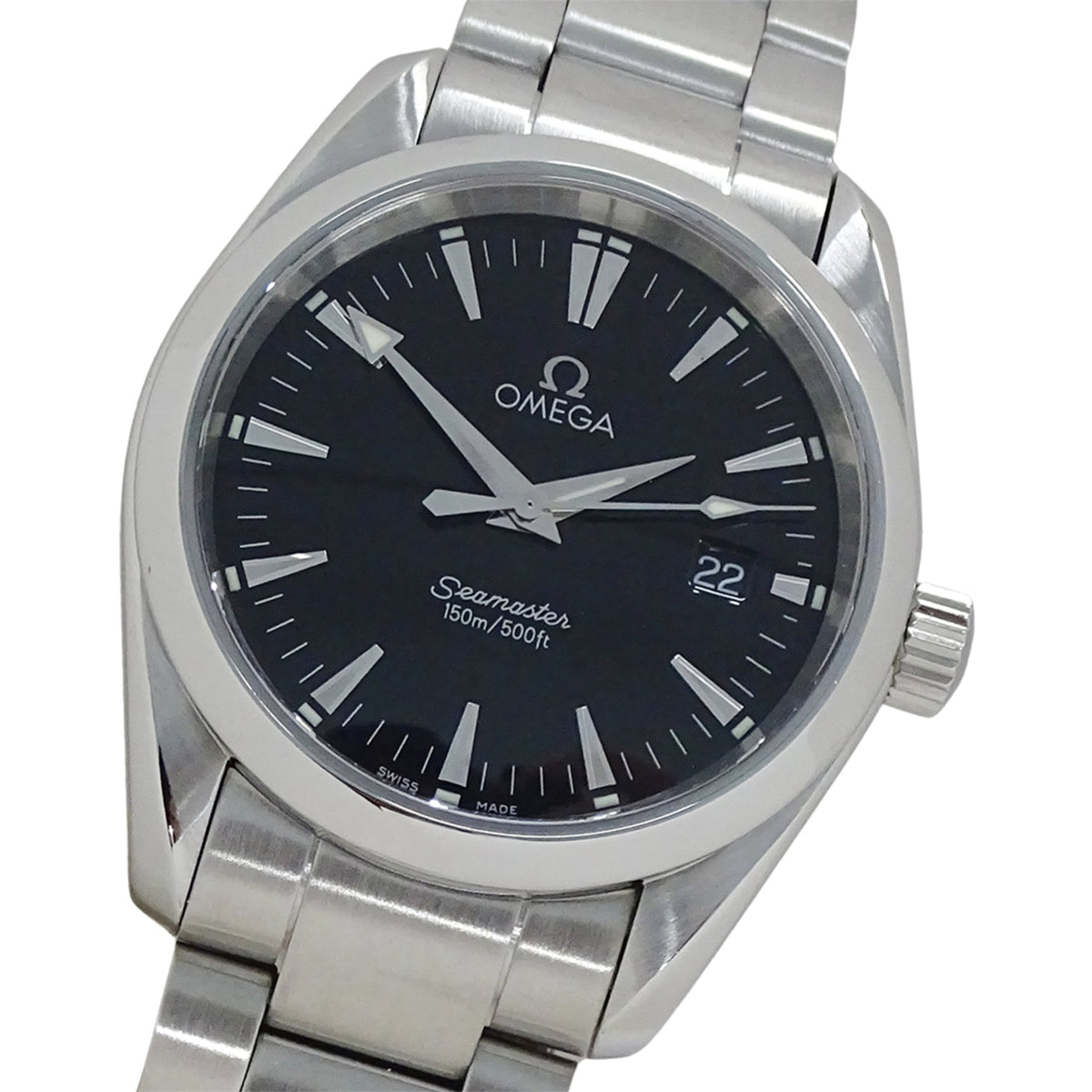 Pre-Owned Omega Seamaster Aqua Terra 2518.50 Watch, Boys' Size, Brand, Date, Quartz, Stainless Steel (SS), Silver, Black