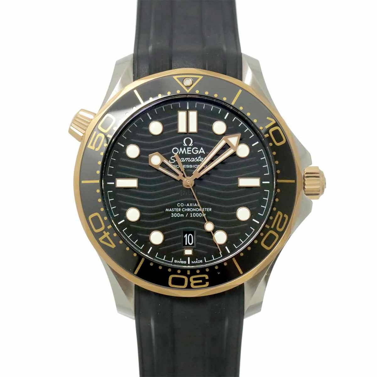Pre-Owned Omega Seamaster Diver 300 Co-Axial Master Chronometer Two-Tone 210 22 42 20 01 002 Men's Watch Date 18K Pink Gold Automatic