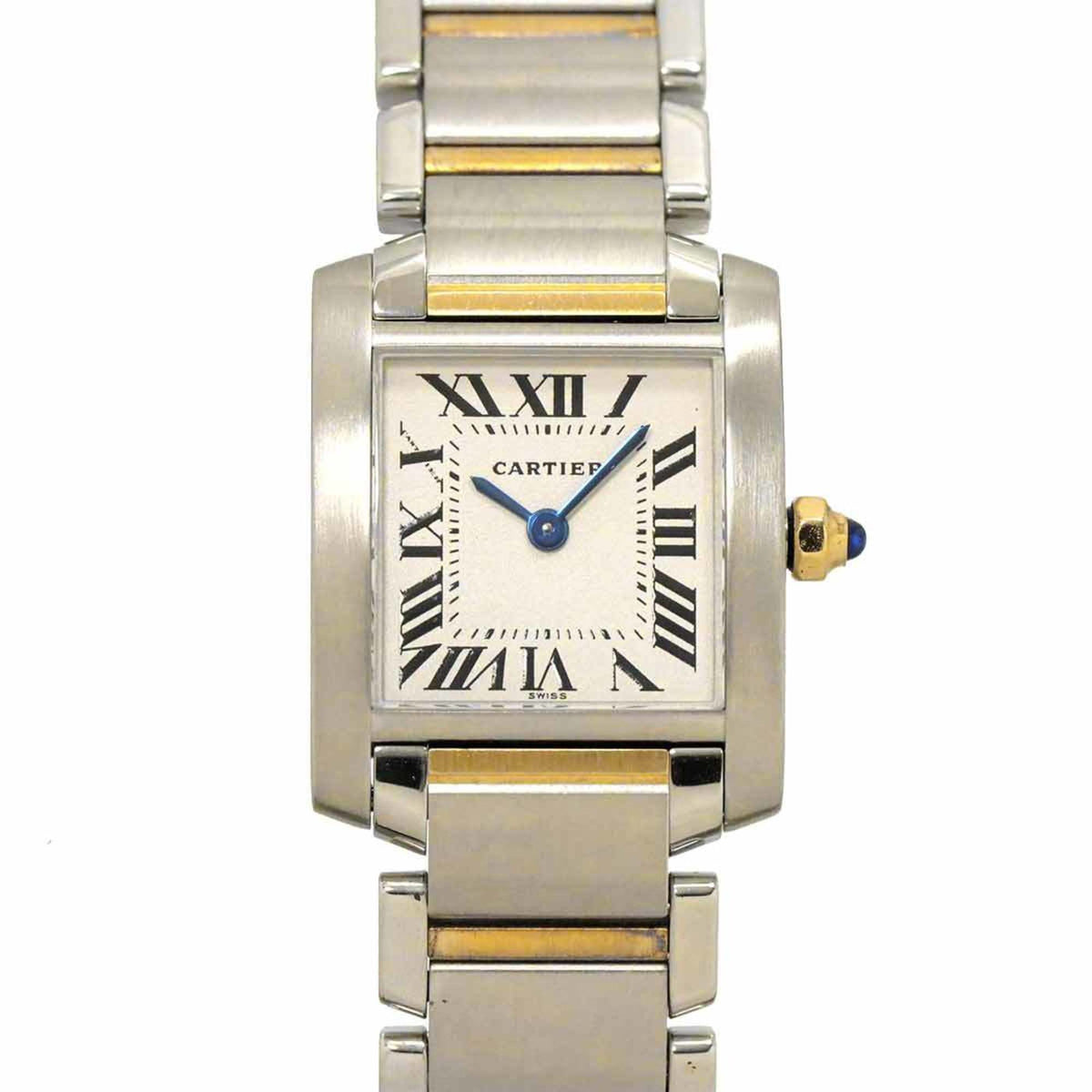 Pre-Owned Cartier Tank Fran?aise SM Two-tone Watch W51007Q4 Women's Ivory and Yellow Gold Quartz