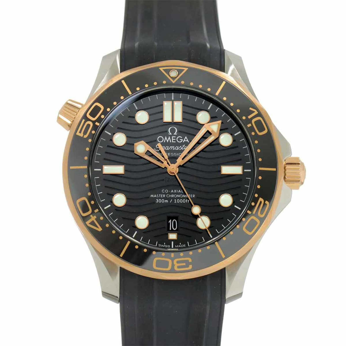 Pre-Owned OMEGA Seamaster Diver 300 Coaxial Master Chronometer Two-tone 210 22 42 20 01 002 Men's Watch Date K18PG Automatic