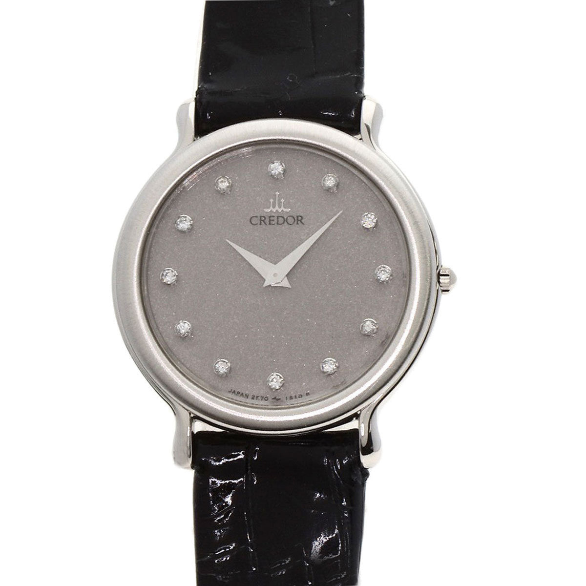Montre Seiko GTWF003 Credor 12P Diamond d'occasion en platine PT900 pour femme en cuir SEIKO 
