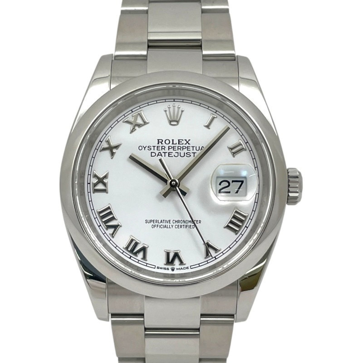Pre-Owned ROLEX Rolex Datejust 36 126200 Stainless Steel Men's Watch, Random Number, 2021 Warranty, White Roman Numerals, Dial