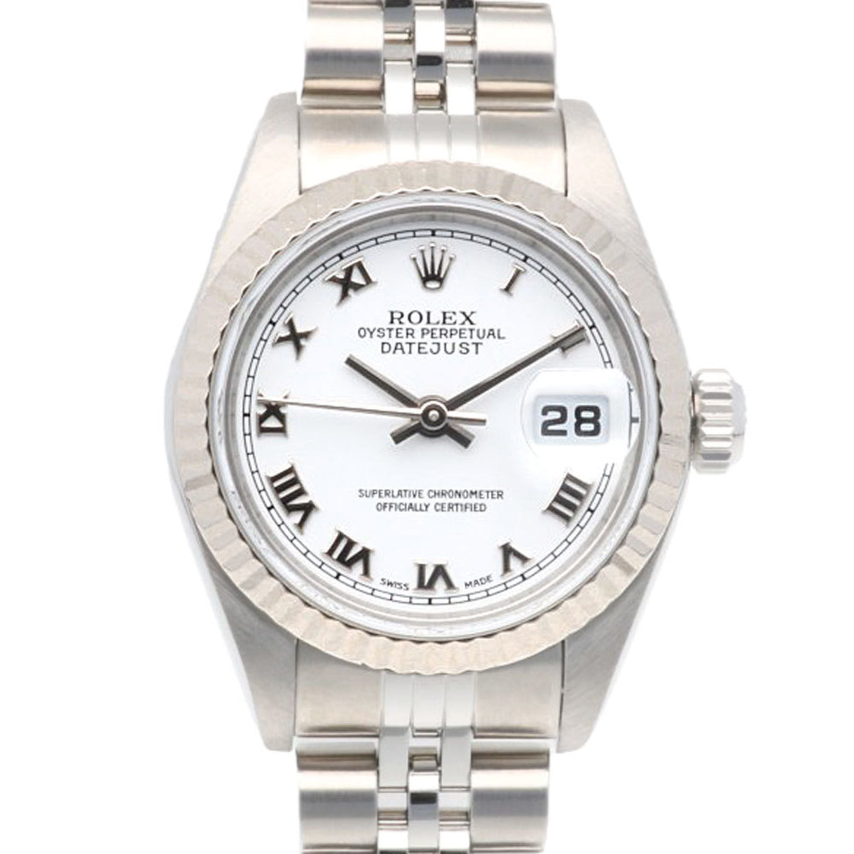 Montre Rolex Datejust Oyster Perpetual d'occasion en acier inoxydable 79174, automatique, pour femme, modèle ROLEX Y-Serial 2002, chiffres romains, révisée 