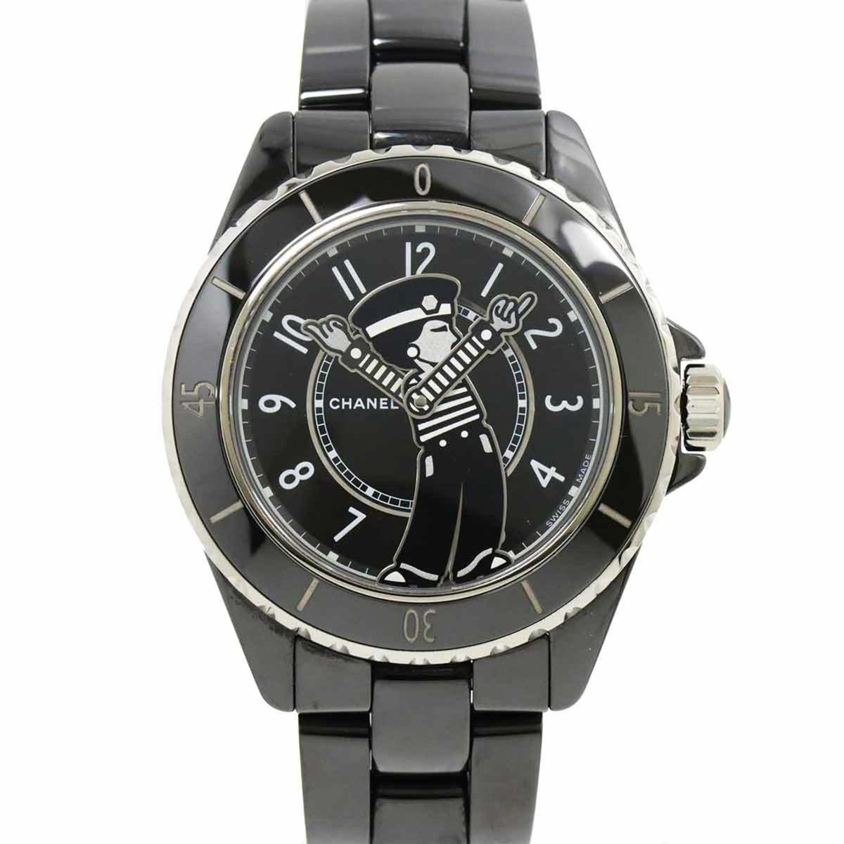 Gebrauchte CHANEL Mademoiselle J12 La Pausa H7609 Limited Edition Herrenuhr Schwarz Keramik Automatik 