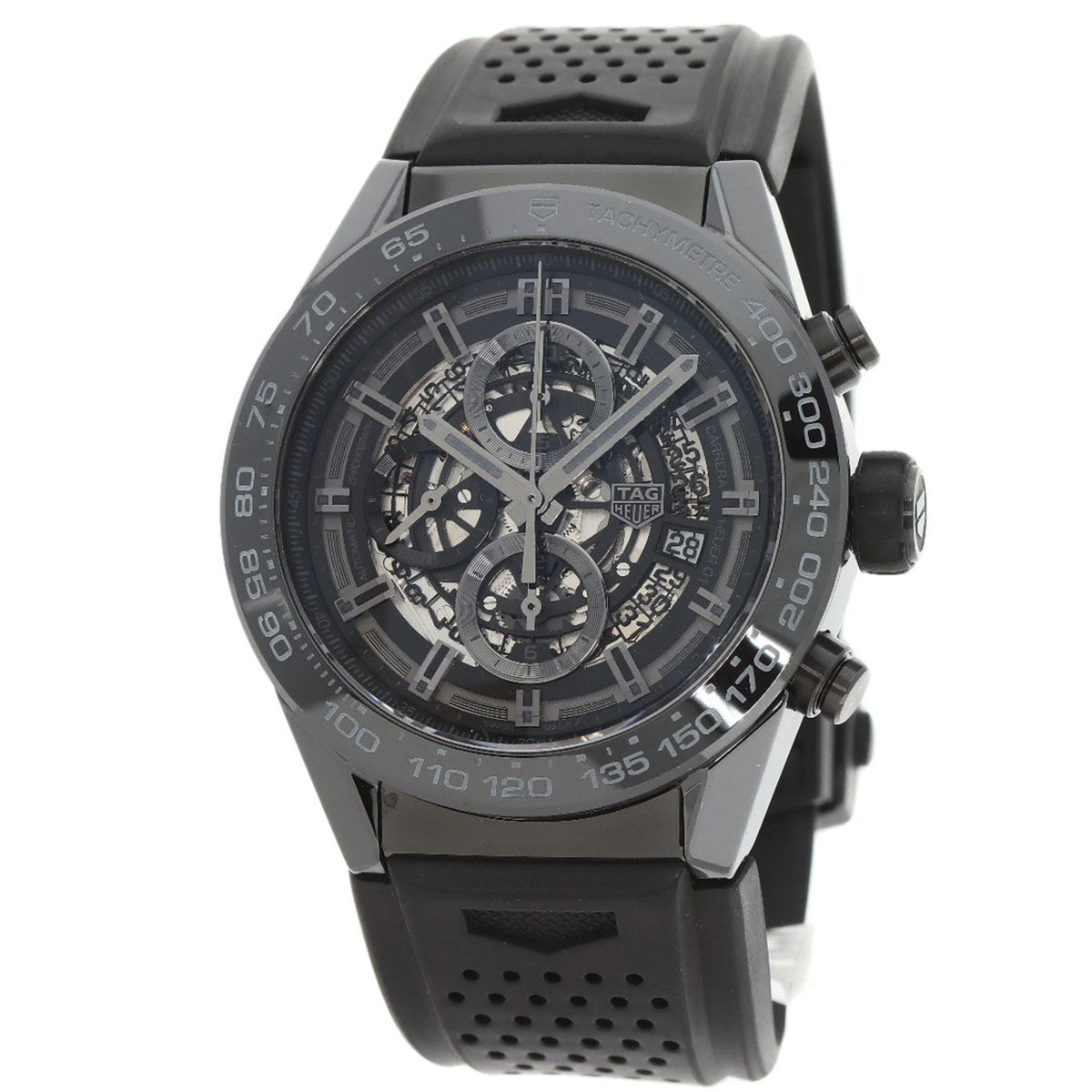 Montre TAG Heuer CAR2A90 Carrera Calibre 01 d'occasion en céramique et caoutchouc pour homme 