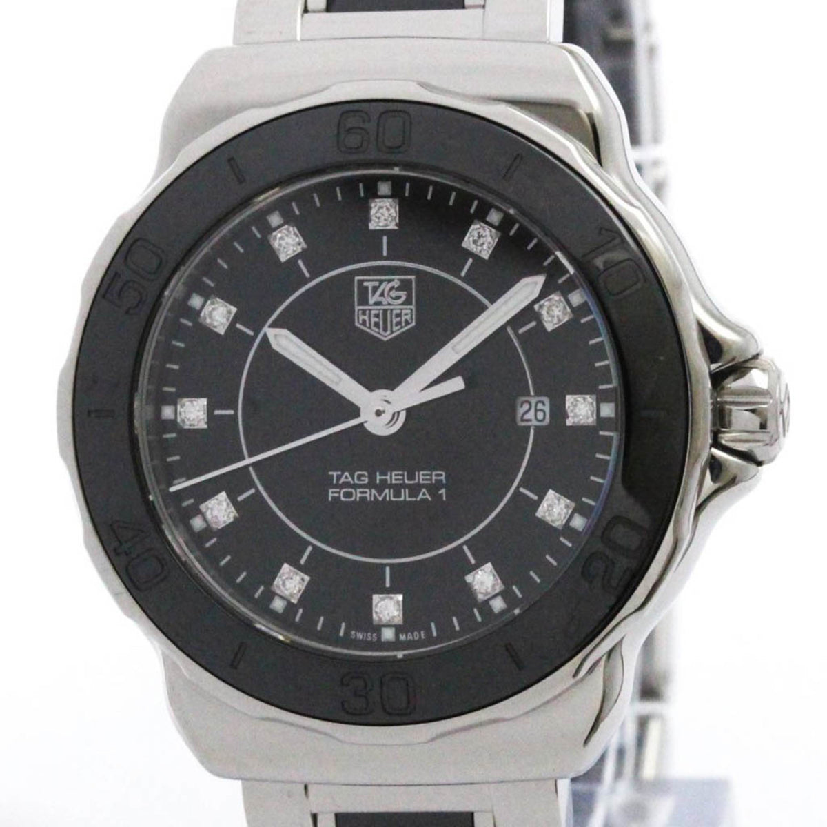 Pre-Owned TAG HEUER Formula 1 Quartz Diamond Ceramic Steel Ladies Watch WAH1314