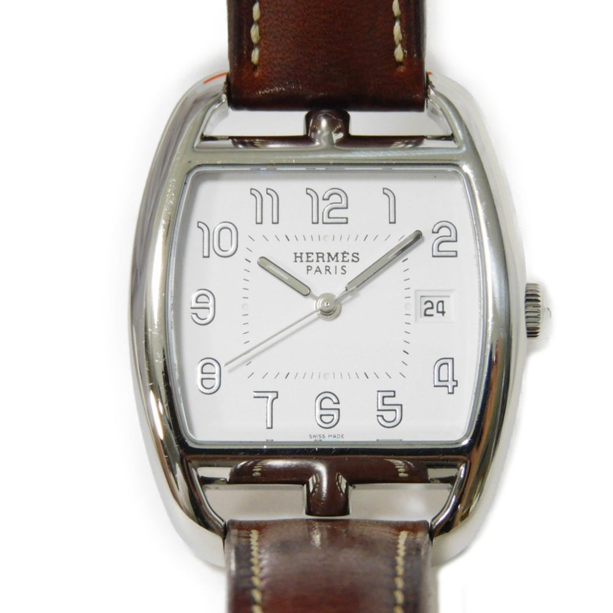 Pre-Owned Hermes HERMES Wristwatch Cape Cod Date SS Leather Quartz CT1.710 Men's Women's