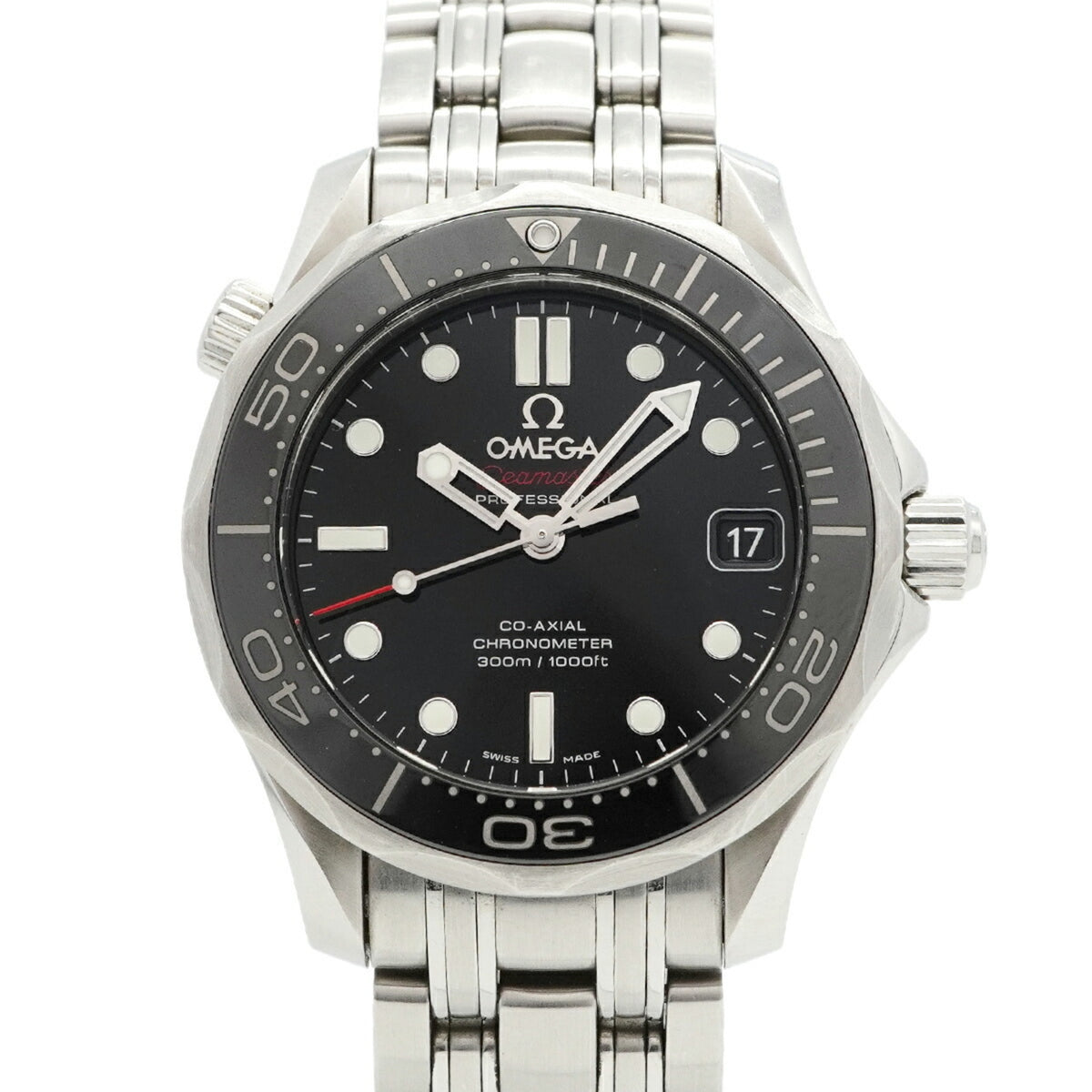 Pre-Owned Omega Seamaster 212.30.36.20.01.002 Black Dial Watch (Boys' Size)