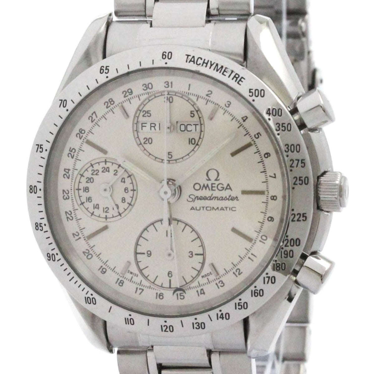 Pre-Owned OMEGA Speedmaster Triple Date Steel Automatic Watch 3521.30 Polished