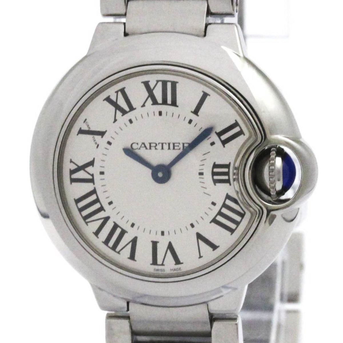 Gebrauchte CARTIER Ballon Bleu SM Stahl Quarz Damenuhr W69010Z4 poliert 